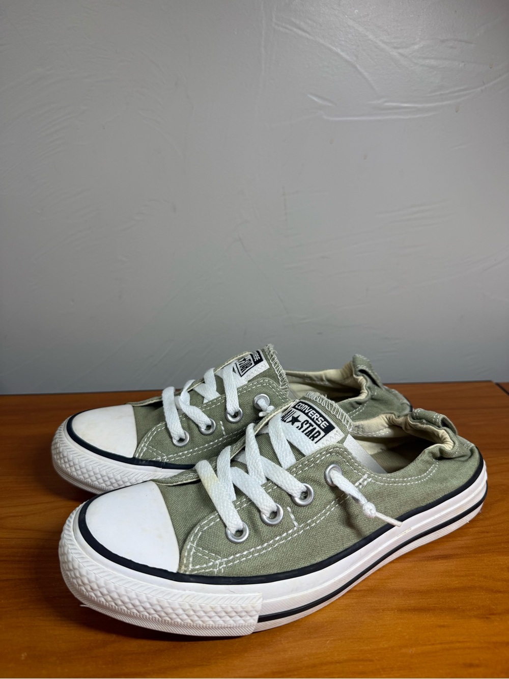 Converse Chucky Taylor Shoreline Sneaker Slip On Elastic Back Olive Green W7.5